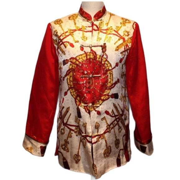 Jackets & Blazers - Vintage Rare Metallic Gold/Red Keys & Ropes Jacket